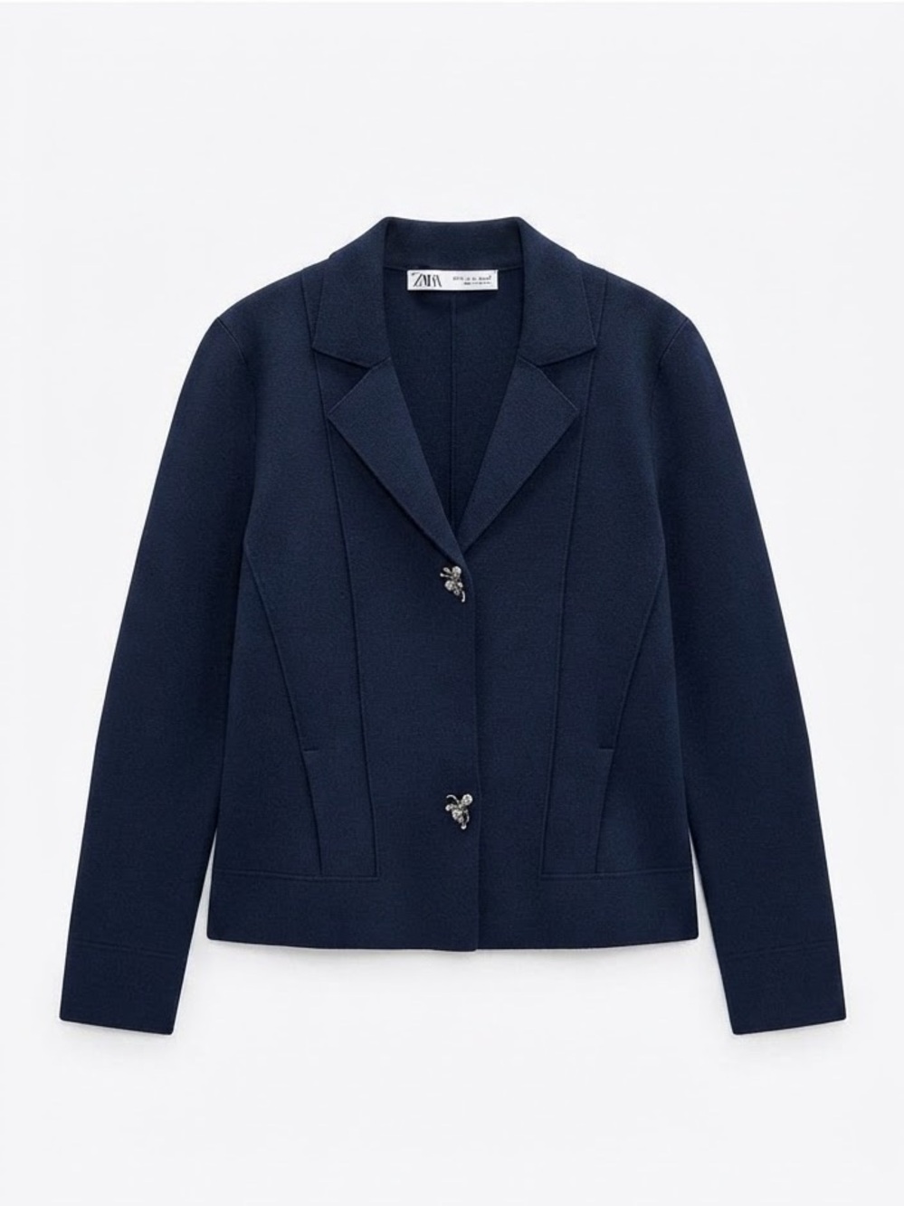 Zara Women’s Elegant Navy Blue Knit Blazer 
/ Size M Like New